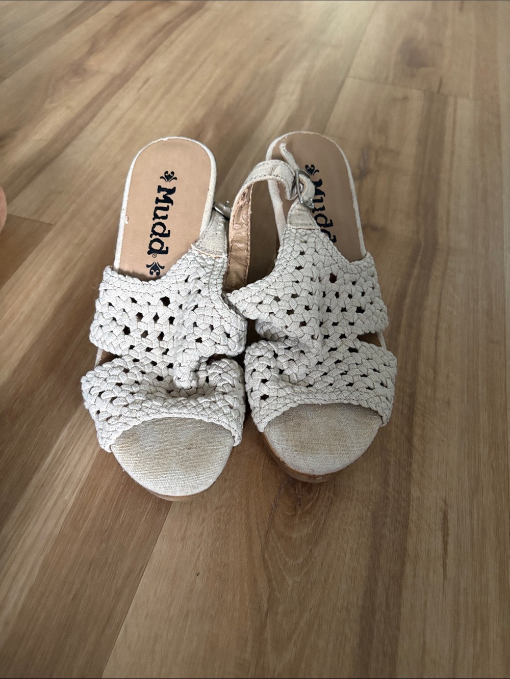 Mudd Cream Woven Slide Mules